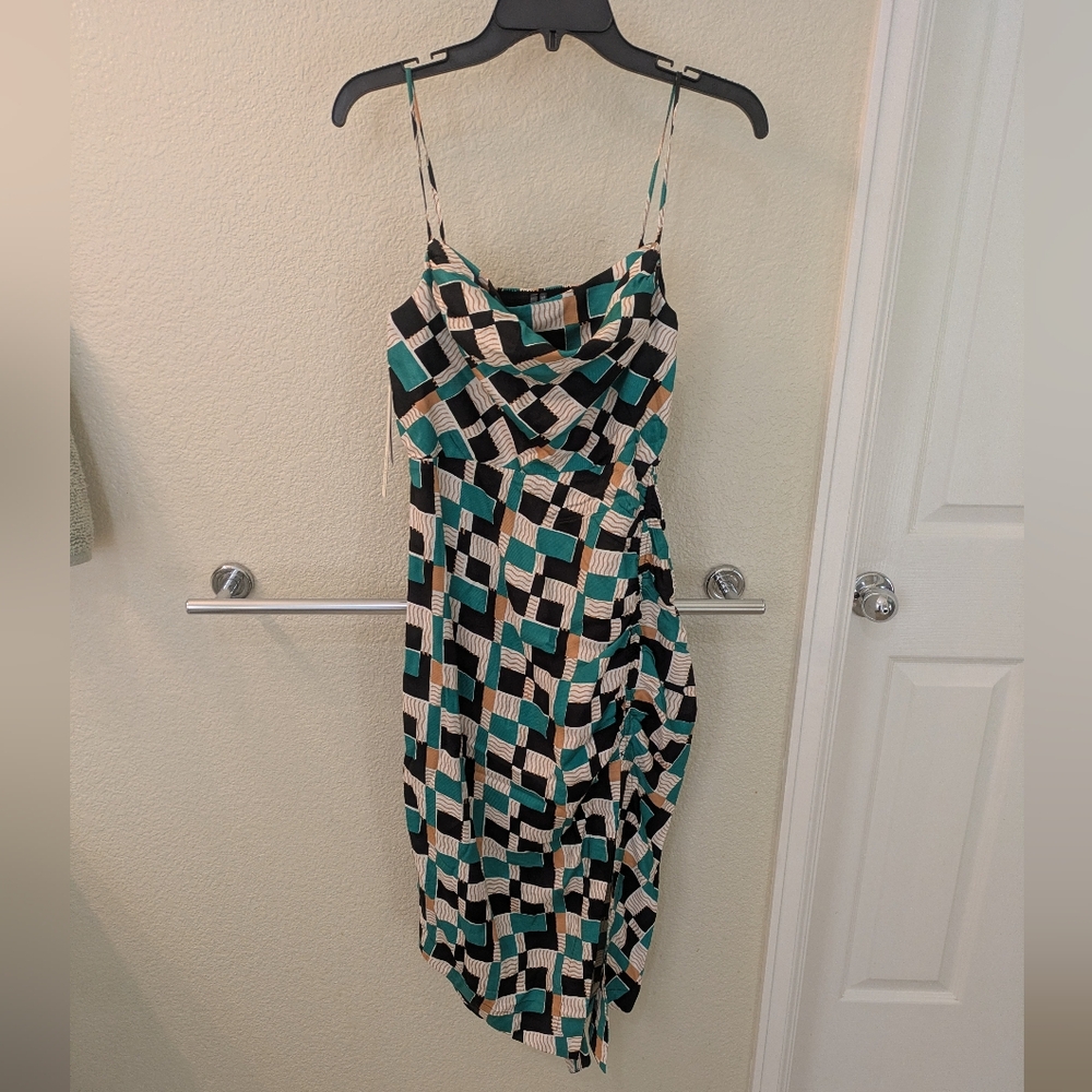 NWT - Anthropologie Asymmetrical Dress in Teal and Black